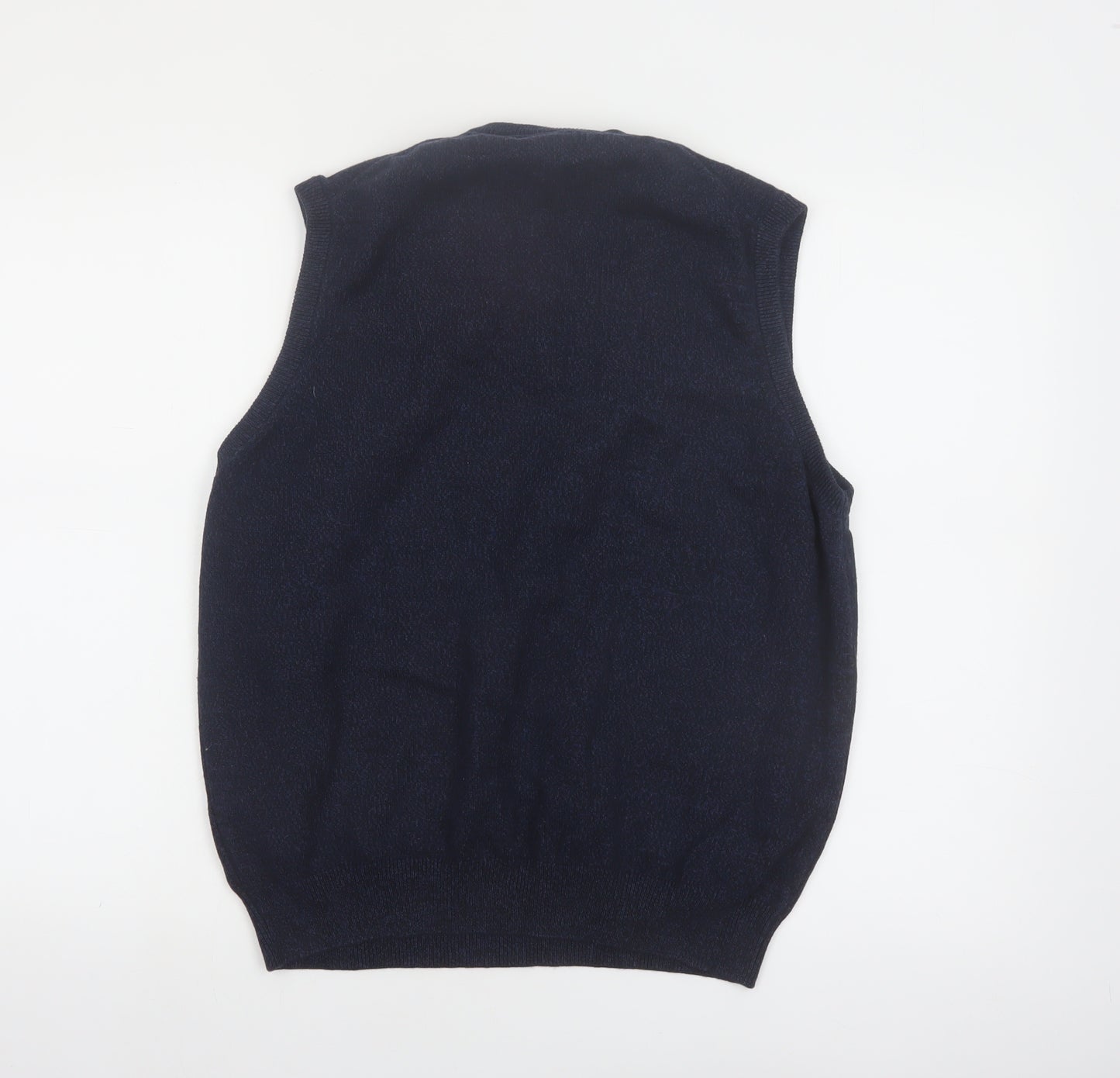 Marks and Spencer Men's Blue Cotton V-Neck Sleeveless Vest M