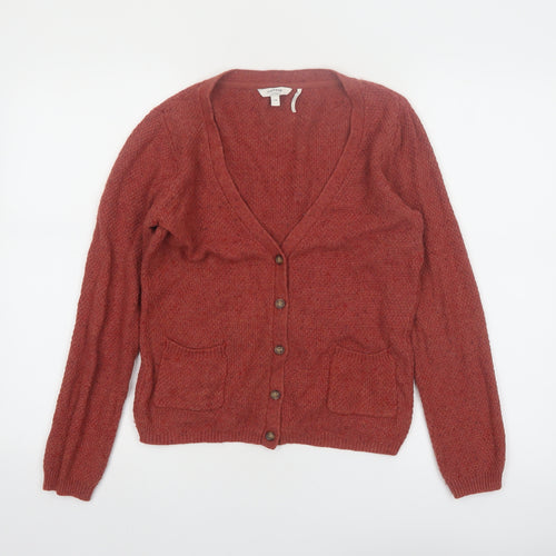 FatFace Women's Brown Wool Blend V-Neck Button Cardigan Size 10