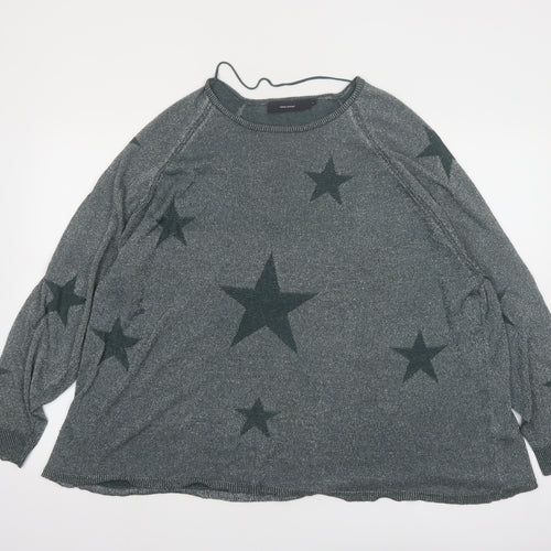 Vero Moda Womens Grey Star Knit Jumper XL Relaxed Fit Pullover
