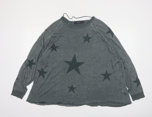 Vero Moda Womens Grey Star Knit Jumper XL Relaxed Fit Pullover