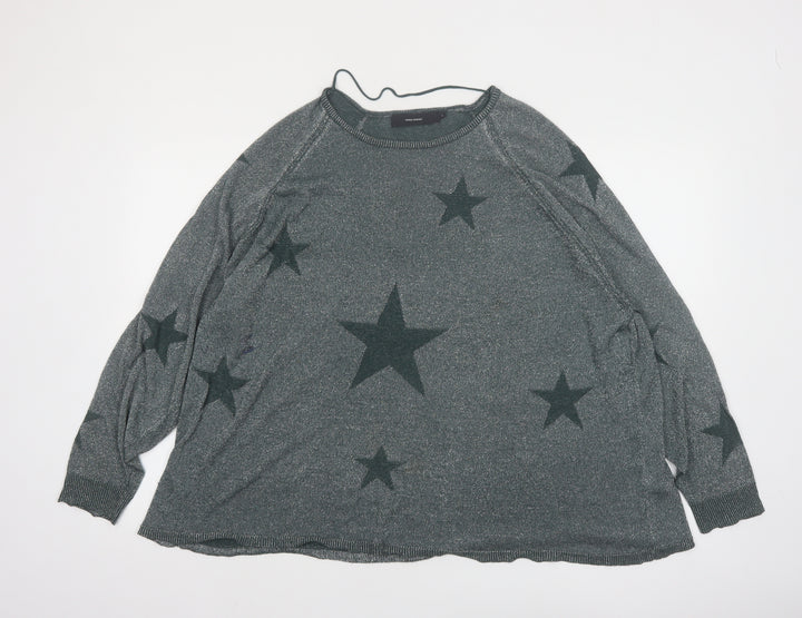 Vero Moda Womens Grey Star Knit Jumper XL Relaxed Fit Pullover