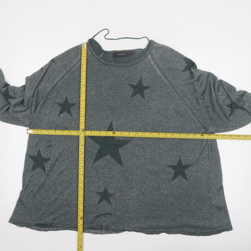 Vero Moda Womens Grey Star Knit Jumper XL Relaxed Fit Pullover