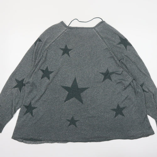 Vero Moda Womens Grey Star Knit Jumper XL Relaxed Fit Pullover