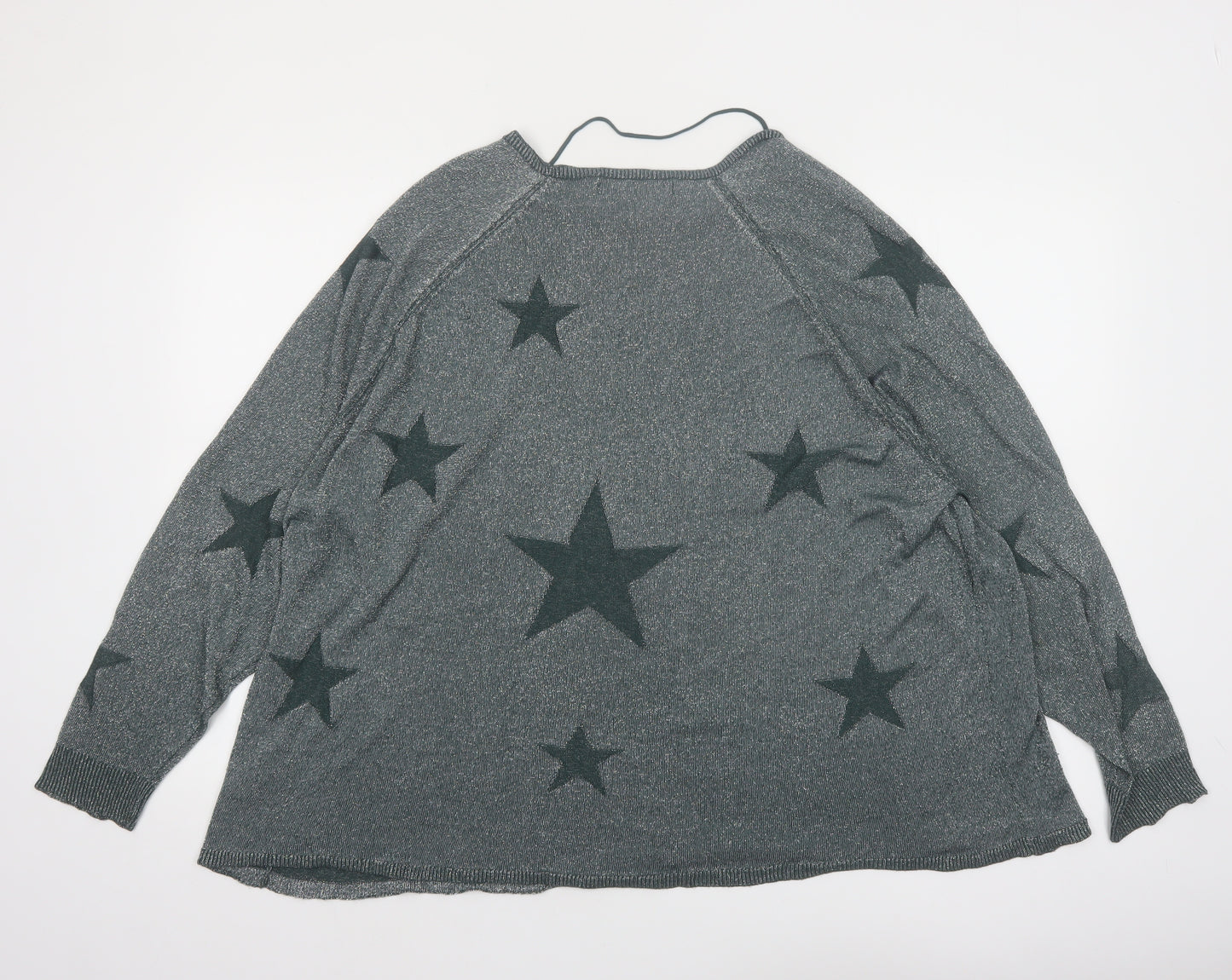Vero Moda Womens Grey Star Knit Jumper XL Relaxed Fit Pullover