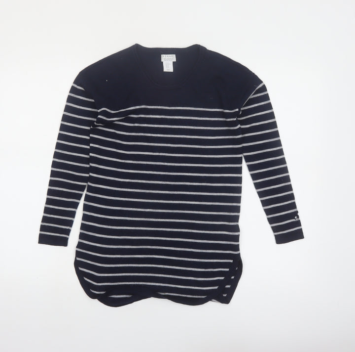 Kenar Women's Navy Striped Merino Wool Jumper XS Long Sleeve