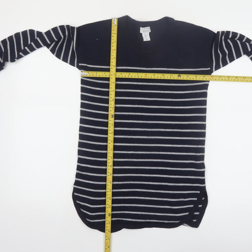 Kenar Women's Navy Striped Merino Wool Jumper XS Long Sleeve