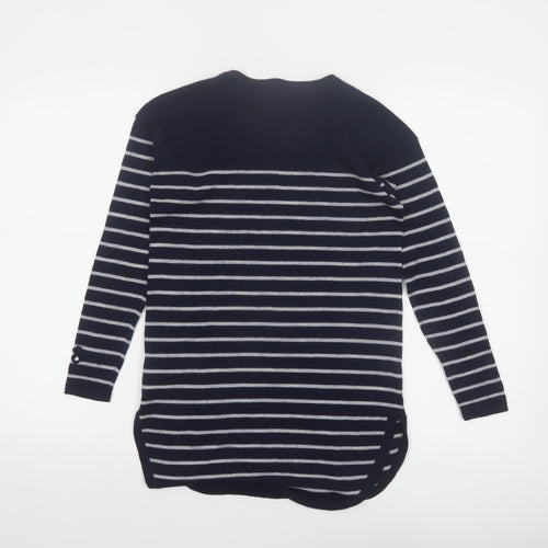 Kenar Women's Navy Striped Merino Wool Jumper XS Long Sleeve
