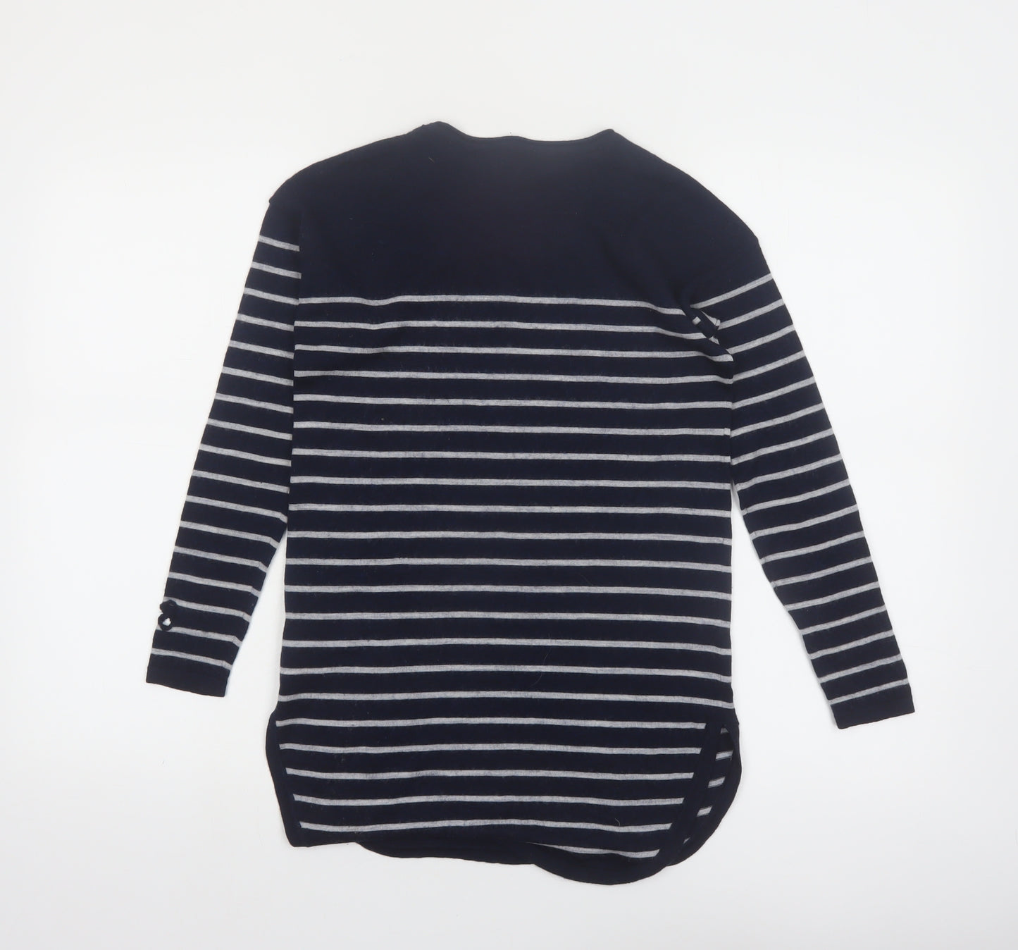 Kenar Women's Navy Striped Merino Wool Jumper XS Long Sleeve