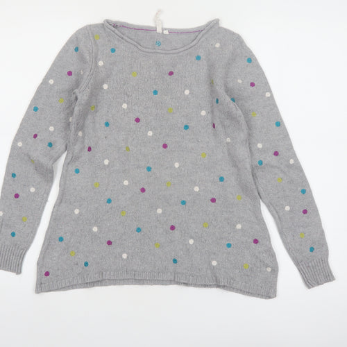 White Stuff Women’s Grey Polka Dot Alpaca Blend Jumper Size 8