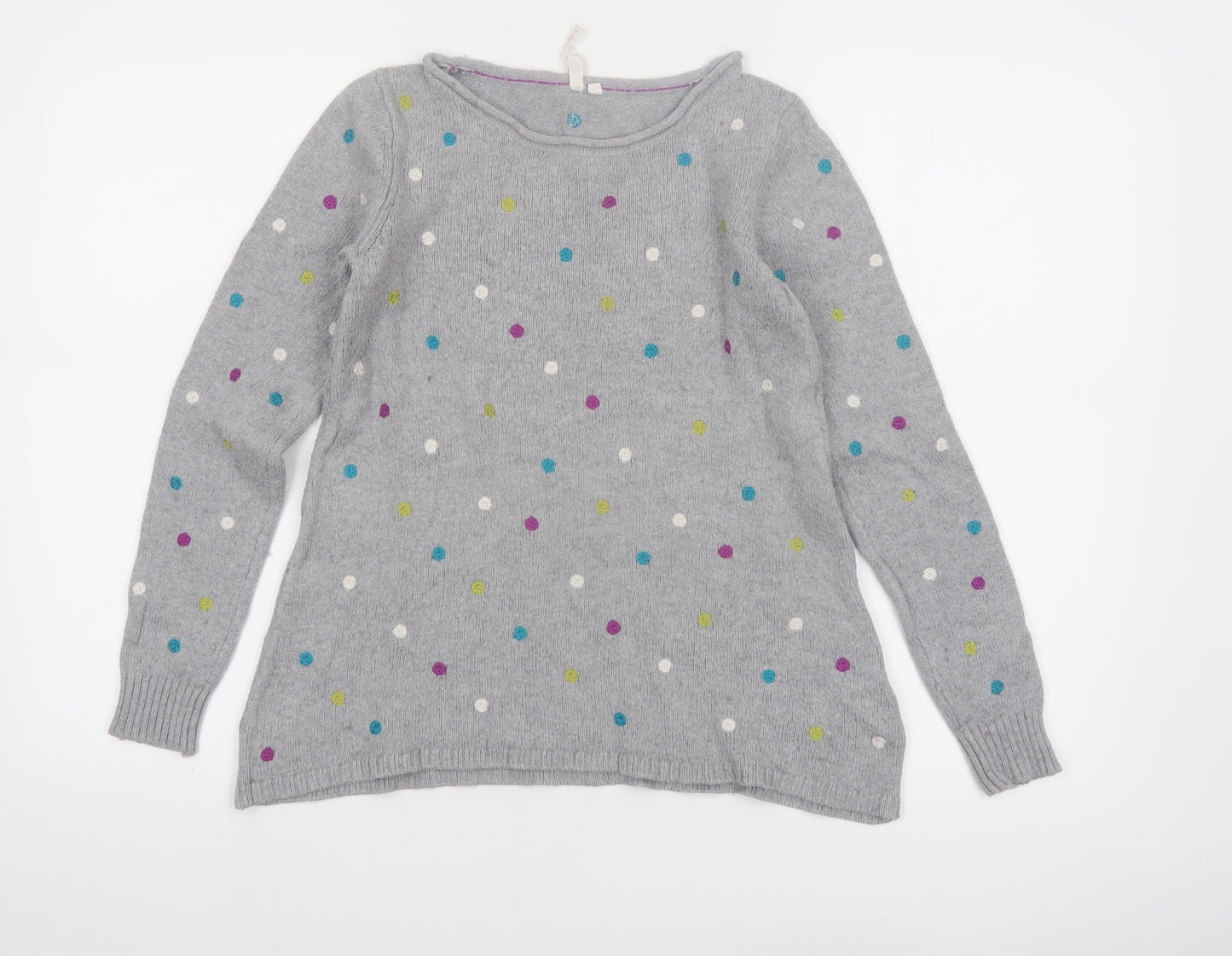 White Stuff Women’s Grey Polka Dot Alpaca Blend Jumper Size 8