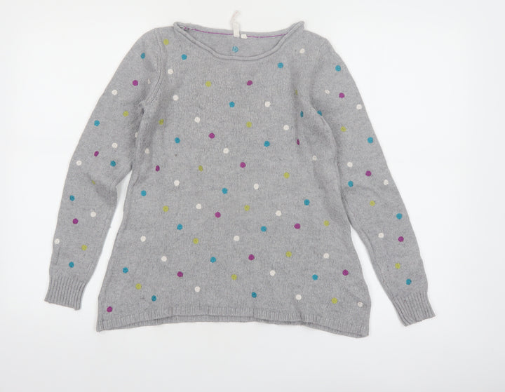 White Stuff Women’s Grey Polka Dot Alpaca Blend Jumper Size 8