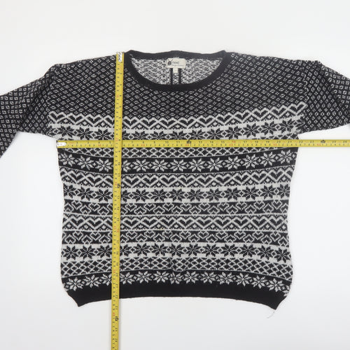 Next Women's Black & White Fair Isle Wool Blend Jumper UK 14