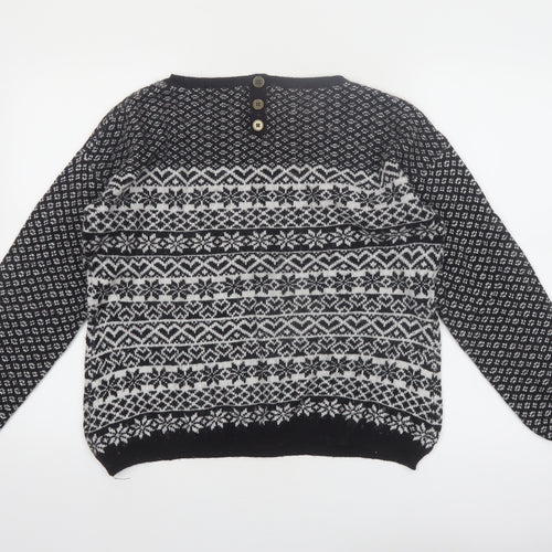 Next Women's Black & White Fair Isle Wool Blend Jumper UK 14