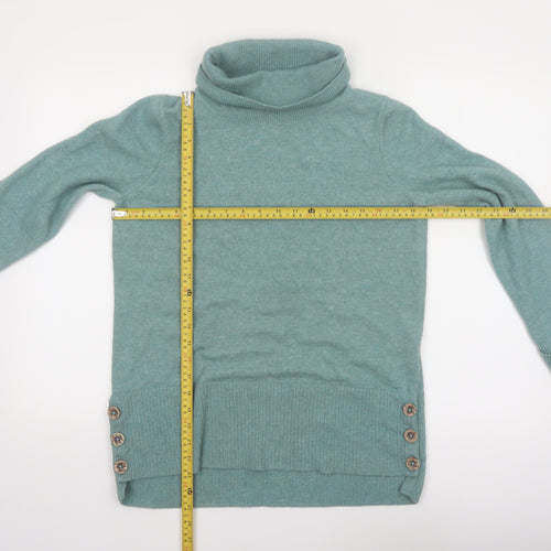 White Stuff Women’s Green Roll Neck Button Detail Jumper UK 12