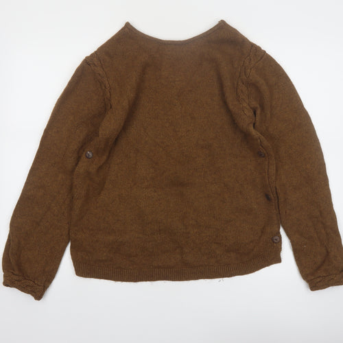 Envie de Fraise Women Brown Wool Blend Jumper UK 10/12 Cable Knit