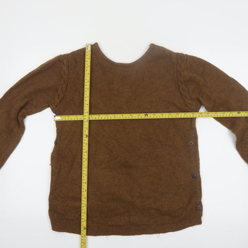 Envie de Fraise Women Brown Wool Blend Jumper UK 10/12 Cable Knit