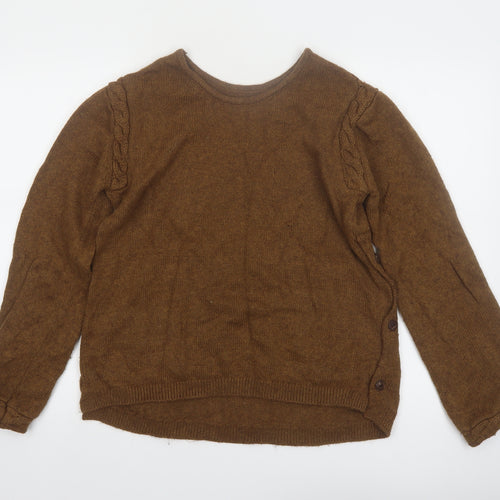Envie de Fraise Women Brown Wool Blend Jumper UK 10/12 Cable Knit