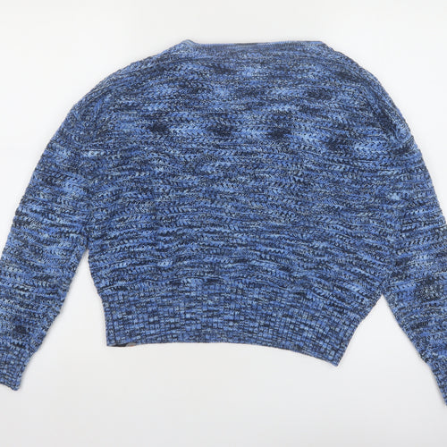 Burgs Women Blue Chunky Knit V-Neck Pullover Jumper Size 10