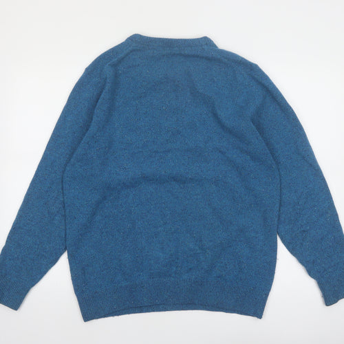 Barbour Men's Blue Wool Crew Neck Pullover Jumper Size S