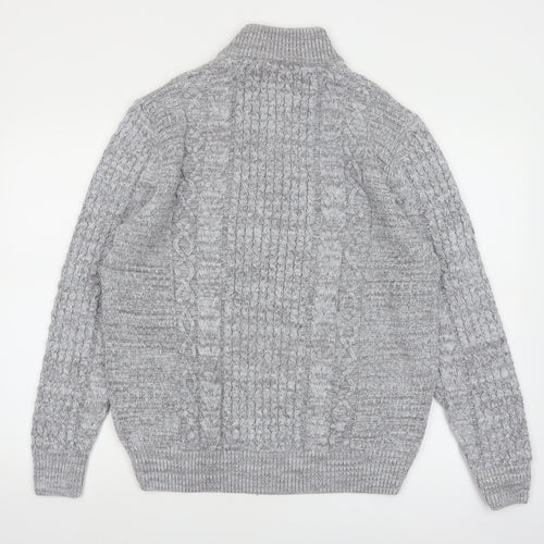Next Men's Grey Cable-Knit Half Zip Jumper Size L