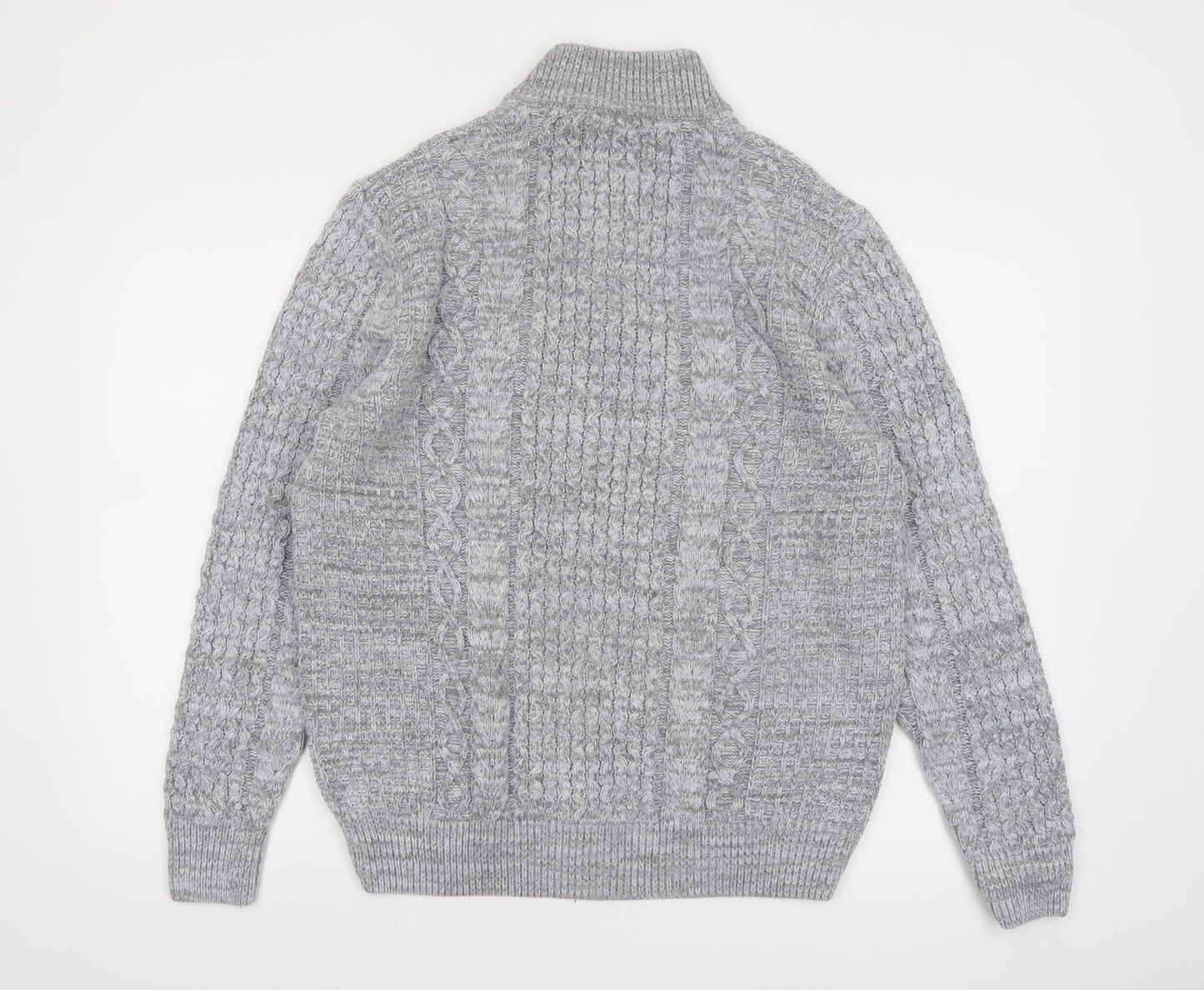 Next Men's Grey Cable-Knit Half Zip Jumper Size L