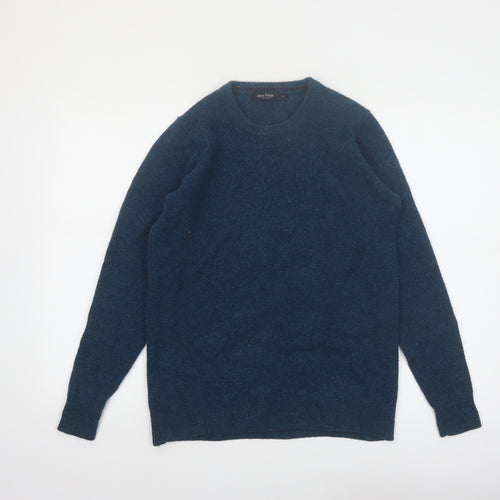 James Pringle Men's Blue Wool Crew Neck Pullover Jumper Size S