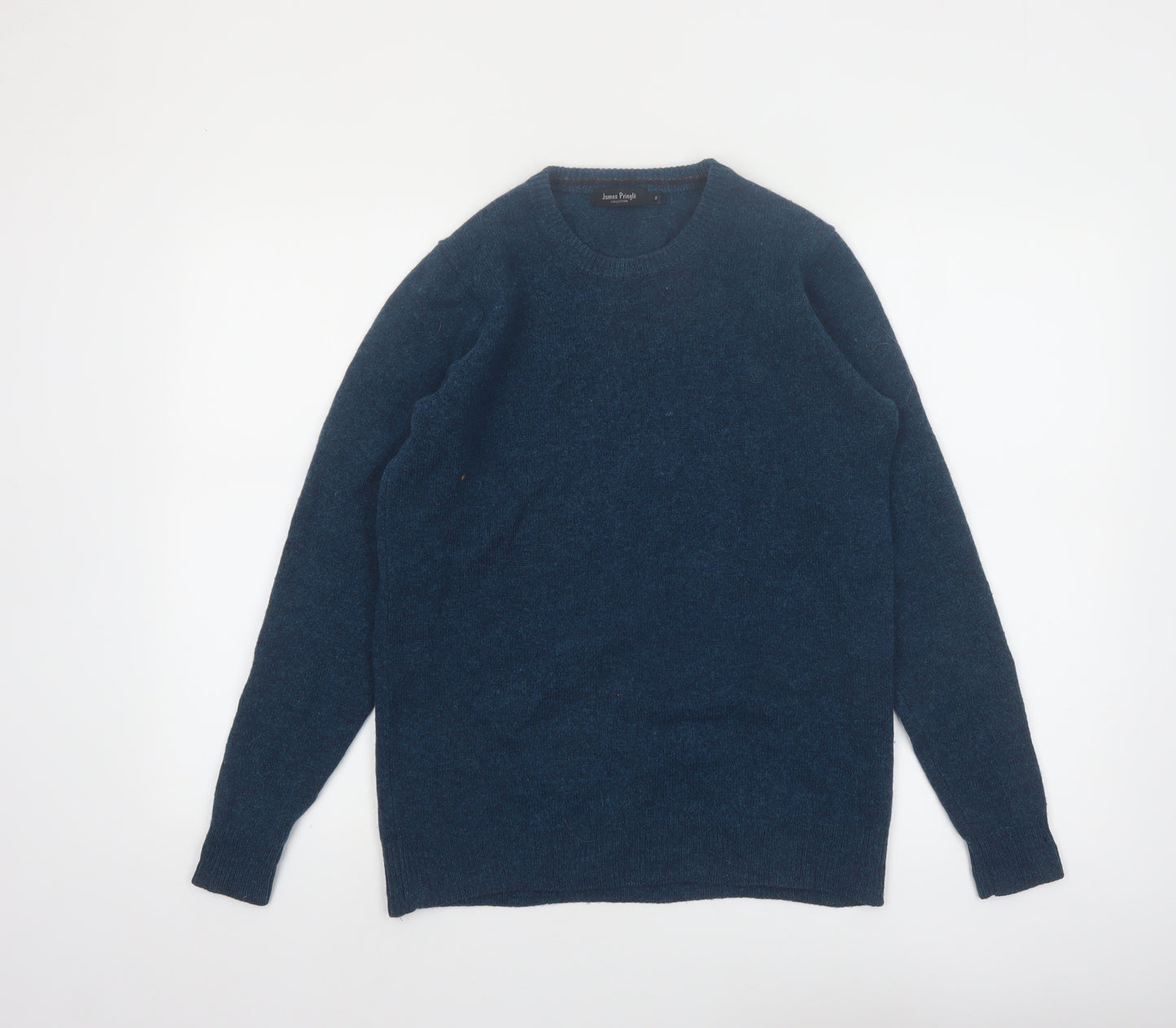 James Pringle Men's Blue Wool Crew Neck Pullover Jumper Size S