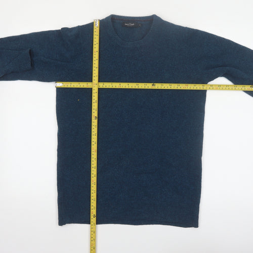 James Pringle Men's Blue Wool Crew Neck Pullover Jumper Size S