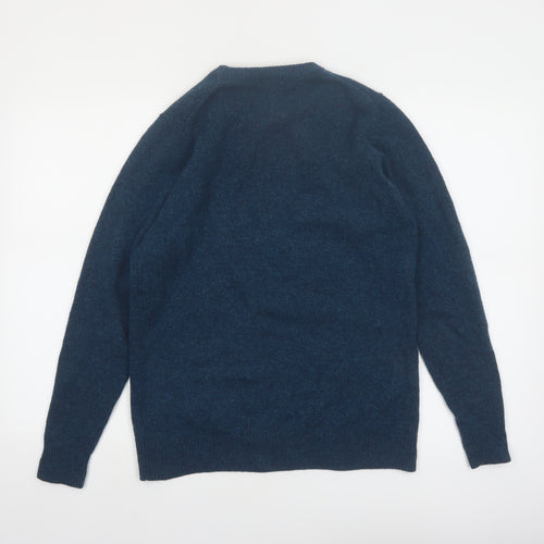 James Pringle Men's Blue Wool Crew Neck Pullover Jumper Size S