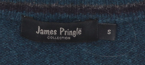 James Pringle Men's Blue Wool Crew Neck Pullover Jumper Size S