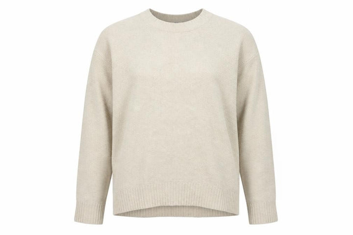 Uniqlo Women Beige Crew Neck Long Sleeve Knit Jumper M