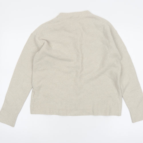 Uniqlo Women Beige Crew Neck Long Sleeve Knit Jumper M