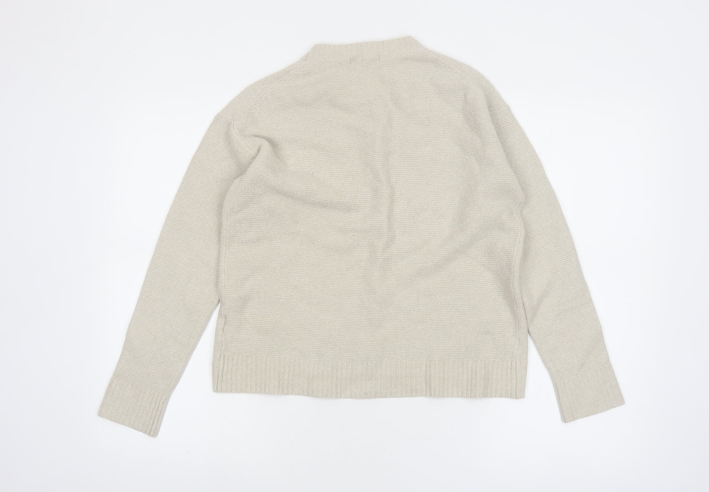 Uniqlo Women Beige Crew Neck Long Sleeve Knit Jumper M