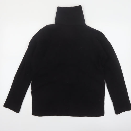 Massimo Dutti Women Black Small Roll Neck Wool Cashmere Jumper
