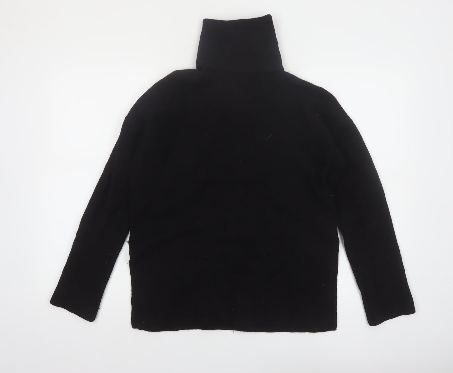 Massimo Dutti Women Black Small Roll Neck Wool Cashmere Jumper