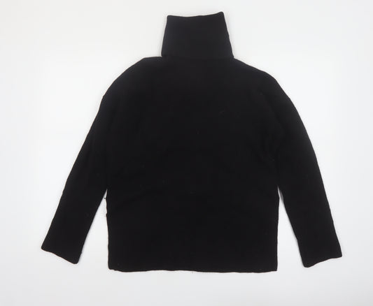 Massimo Dutti Women Black Small Roll Neck Wool Cashmere Jumper