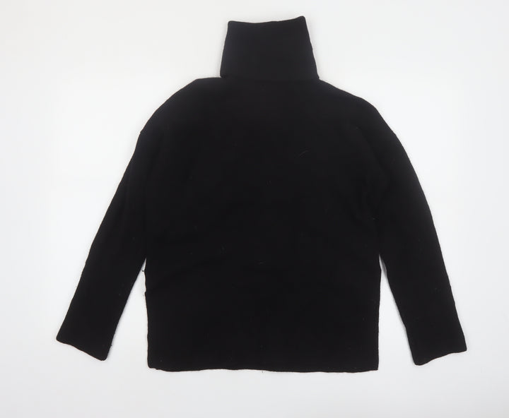 Massimo Dutti Women Black Small Roll Neck Wool Cashmere Jumper