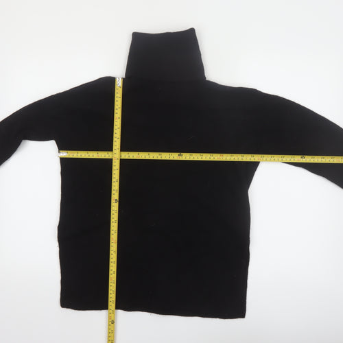 Massimo Dutti Women Black Small Roll Neck Wool Cashmere Jumper