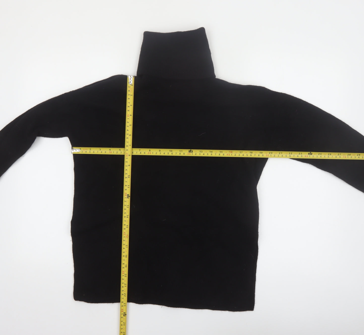 Massimo Dutti Women Black Small Roll Neck Wool Cashmere Jumper