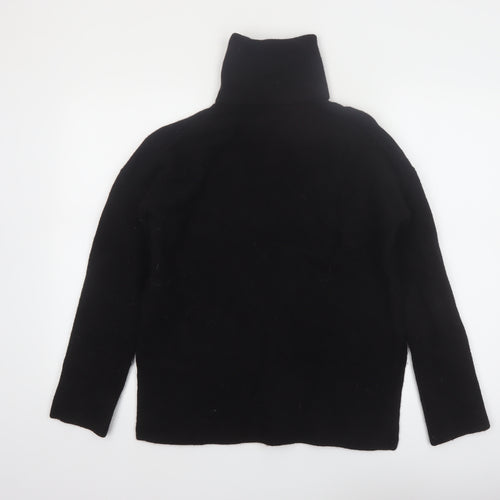 Massimo Dutti Women Black Small Roll Neck Wool Cashmere Jumper