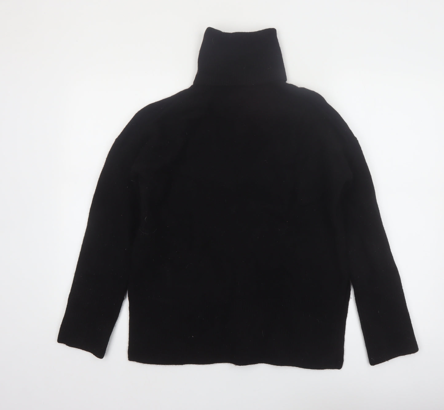 Massimo Dutti Women Black Small Roll Neck Wool Cashmere Jumper