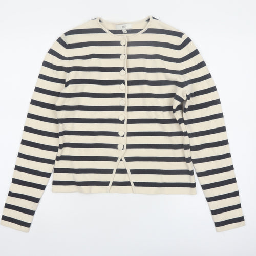 Marks and Spencer Womens Beige Striped Cardigan S Knit Long Sleeve