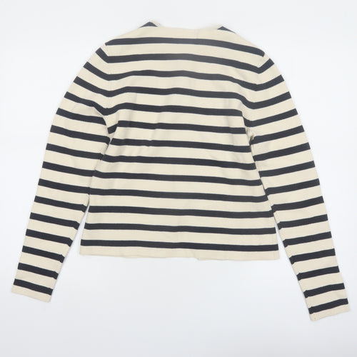 Marks and Spencer Womens Beige Striped Cardigan S Knit Long Sleeve