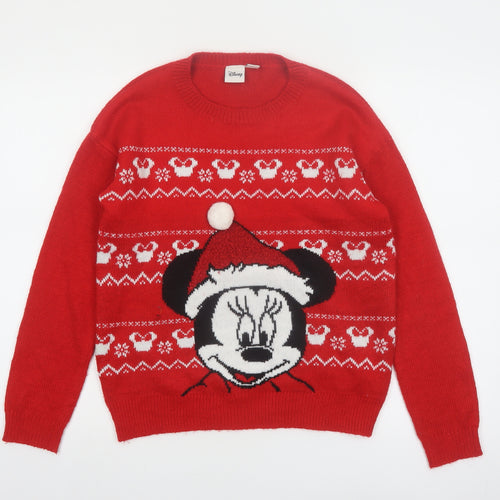 Disney Women’s Red Christmas Minnie Mouse Knit Jumper 2XS