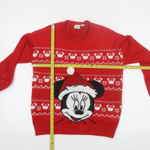 Disney Women’s Red Christmas Minnie Mouse Knit Jumper 2XS