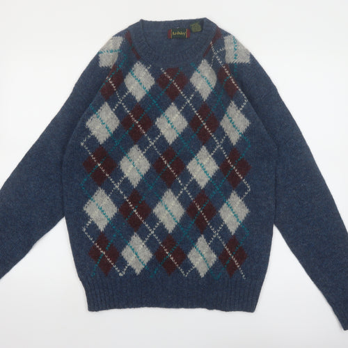 Ardsley Men's Blue Argyle Wool Pullover Jumper M Vintage Knit