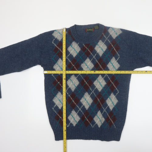 Ardsley Men's Blue Argyle Wool Pullover Jumper M Vintage Knit