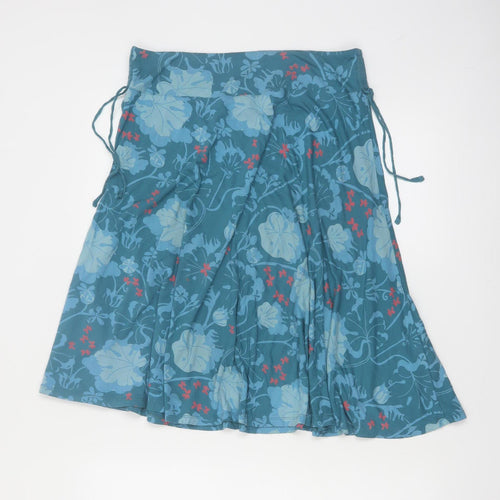 White Stuff Womens Blue Floral A-Line Knee Length Skirt Size 12