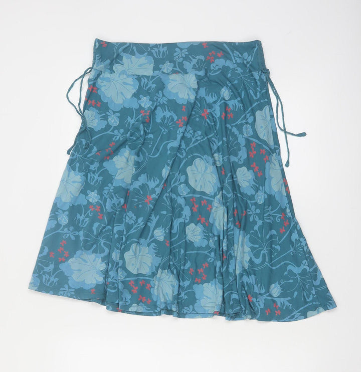 White Stuff Womens Blue Floral A-Line Knee Length Skirt Size 12