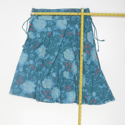 White Stuff Womens Blue Floral A-Line Knee Length Skirt Size 12